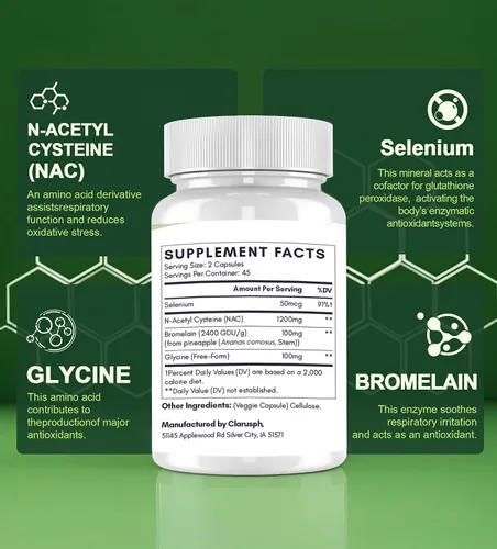 Miniatura 3 de Suplemento NAC para respiratorio e inmunidad* y pulmón* NAC para antioxidantes N-acetilcisteína 4 en 1 1200 mg con glicina para aumentar*