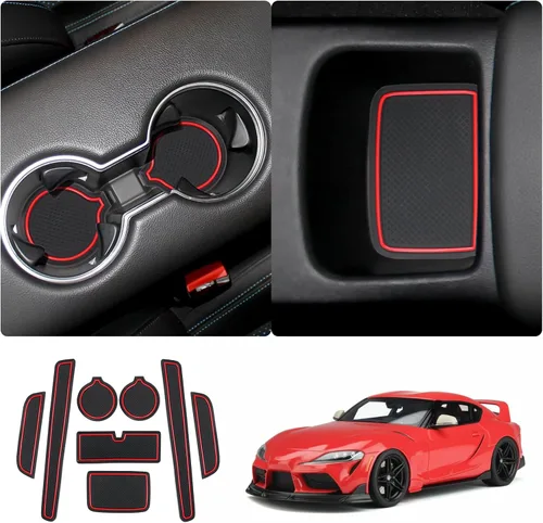 Miniatura 8 de 2020-2025 Toyota Supra GR Alfombrillas para Consola Central Insertos para Portavasos Alfombrillas Antideslizantes para Consola Central 2025 Supra GR