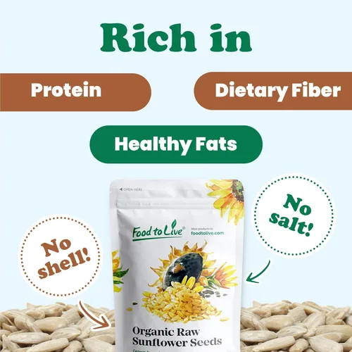 Miniatura 5 de Food to Live - Semillas de girasol orgánicas, 1 libra - Sin cáscara, crudas, sin OMG, granos secos, sin sal, kosher, vegano, Keto, Paleo, Sirtfood