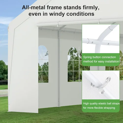 Miniatura 3 de Tienda de campaña para fiestas, 20 x 20 pies, resistente al aire libre, lona para todas las estaciones y pared lateral extraíble, impermeable, toldo