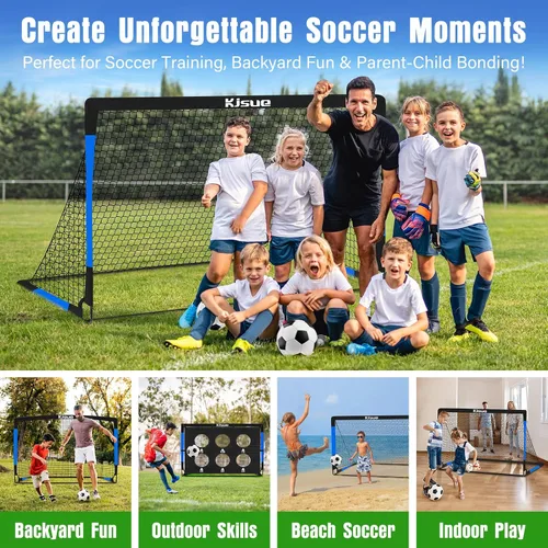 Miniatura 7 de Juego de portería de fútbol infantil para patio trasero – 2 porterías de fútbol de 6 x 4 pies, equipo de entrenamiento, red de fútbol para niños