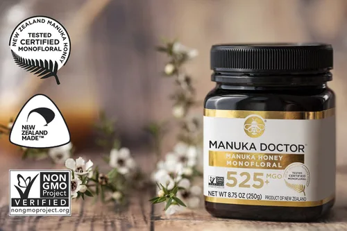 Miniatura 7 de MANUKA DOCTOR - Paquete monofloral de miel de Manuka UMF8/MGO 182+ SQUEEZY y MGO 525+, miel de Nueva Zelanda 100% pura. Certificado. Garantizado.