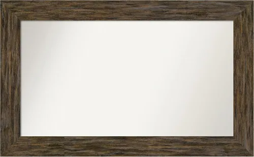 Miniatura 65 de Amanti Art Espejo personalizado, espejo de baño marrón Fencepost, espejo de pared o espejo de tocador de baño sobre el fregadero (27 x 27 pulgadas)