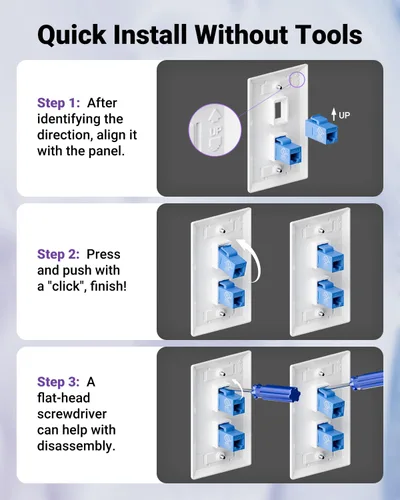 Miniatura 7 de VCE Paquete de 25 acopladores Keystone RJ45 CAT6 con certificación UL, acoplador hembra a hembra, acoplador en línea UTP CAT6 Keystone blanco