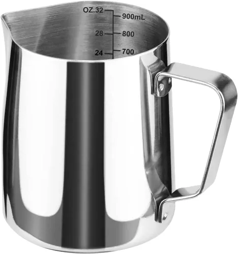 Miniatura 10 de Jarra de espuma de leche de 20 onzas de acero inoxidable - Jarra de crema para vaporizar espresso y café capuchino - Jarra de espuma de leche