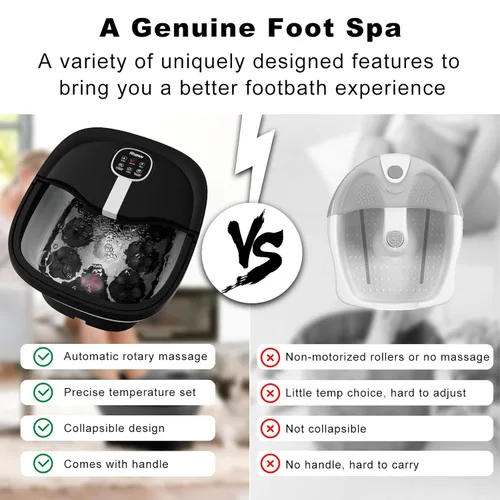 Miniatura 2 de HOSPAN Masaje giratorio eléctrico plegable para pies, baño de pies con calor, burbujas, control remoto y 24 bolas de masaje Shiatsu motorizadas. Spa
