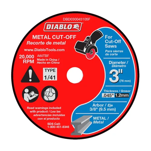 Miniatura 15 de Diablo Disco de corte de metal de diamante para metal, durabilidad extrema y larga vida útil, segmentado, 5 pulgadas de diámetro, eje de 7/8