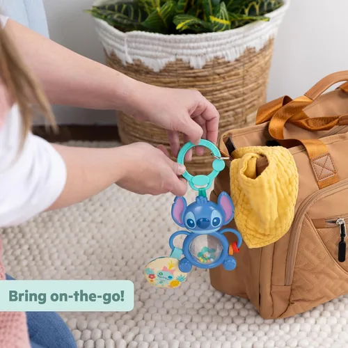 Miniatura 5 de Bright Starts Disney Baby Stitch Tummy Tumble - Juguete giratorio para perseguidor de cuentas, para viajes, unisex, juguete de cochecito para recién
