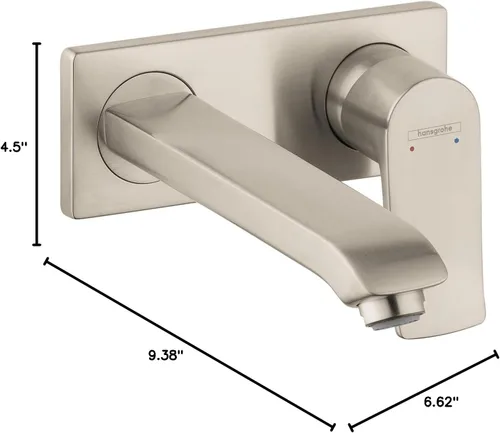 Miniatura 4 de hansgrohe Metris 31086821 - Grifo para lavabo de baño de 5 pulgadas de alto, fácil de instalar, 1 manija y 2 5 pulgadas de alto, níquel cepillado