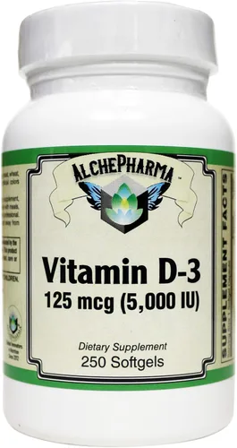 Vitamina D-3 125 mcg (5,000 UI) de lanolina en una base de aceite de cártamo - 250 geles blandos