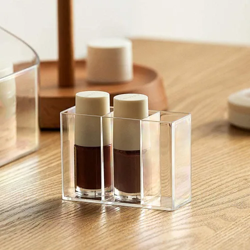 Miniatura 5 de LINFIDITE Bandeja organizadora de maquillaje, gabinete de baño, almacenamiento de cosméticos con 9 compartimentos, 2 divisores extraíbles