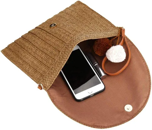 Miniatura 5 de MilkyWay Bolso de mano tejido bolso de mano de paja para verano playa fiesta bolso de paja tejido sobre