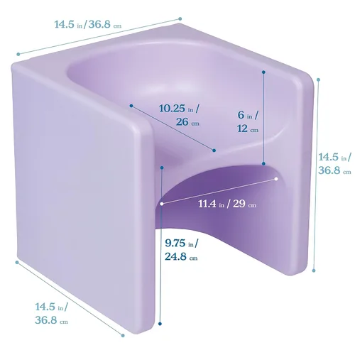 Miniatura 3 de ECR4Kids Tri-Me 3 en 1 silla cubo, muebles para niños, color morado claro Púrpura claro