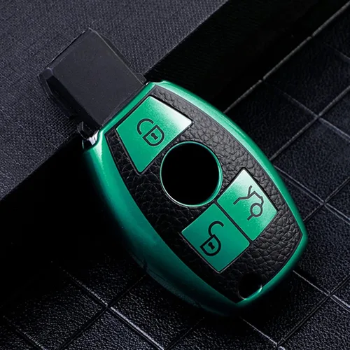 Miniatura 4 de x xotic tech Funda para llavero de piel granulada de TPU verde, compatible con Mercedes Benz A B C E S G M V Clase CLA CLS GLA GLC W164 W204 W205