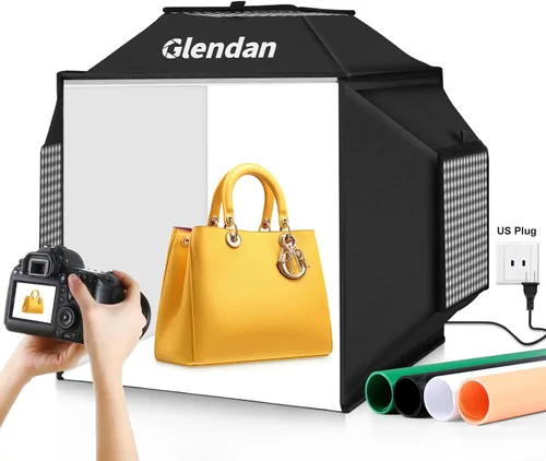 Caja de Luz Portátil Glendan para Fotografía: Caja de Foto Profesional Ajustable de 16"x16" con Luces LED CRI 480 de Alta Calidad - Caja de Luz