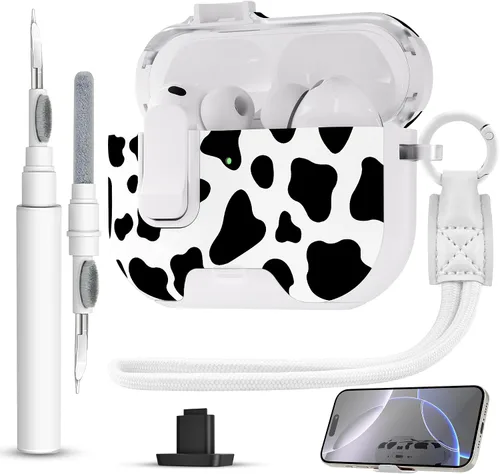 Miniatura 30 de Funda para AirPods Pro 3 con cerradura, textura de piel TPU duradera, antipérdida y a prueba de golpes, accesorios con kit de limpieza en llavero