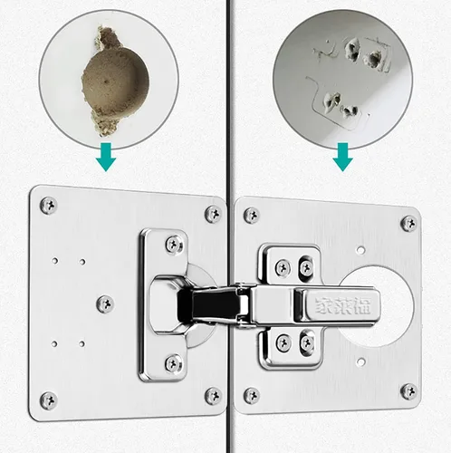 Miniatura 3 de Placa de reparación de bisagras de gabinete, kit de soportes de reparación de bisagras de acero inoxidable, kit de placa de reparación de bisagras