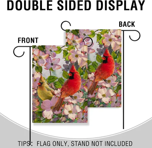 Miniatura 4 de Artofy Cardinal Spring - Bandera decorativa para el hogar, jardín, patio, césped, verano, decoración de bienvenida de verano, pájaros rojos