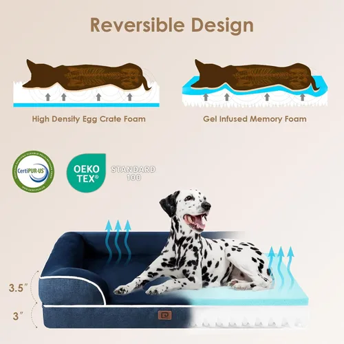 Miniatura 207 de EHEYCIGA – Cama ortopédica impermeable para perros pequeños, de espuma viscoelástica tipo caja de huevos, con bordes elevados y base antideslizante