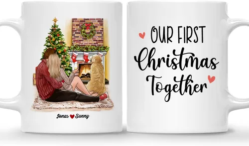Miniatura 12 de Gossby Taza de café de Navidad personalizada para parejas y perros, personalizada con diseño, nombre, regalo de Navidad para novia, novio, esposa