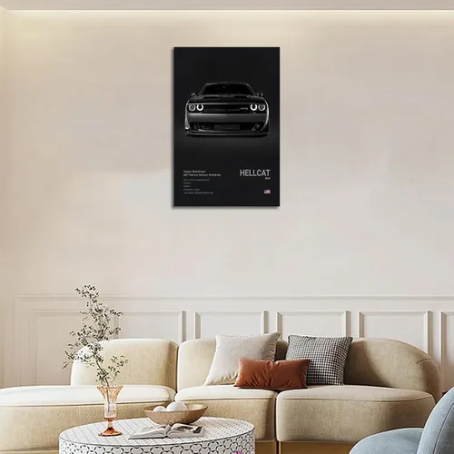 Miniatura 3 de Póster de Supercar Challenger Hellcat - Póster de carreras para pared, lienzo para regalo de cumpleaños, decoración de la casa enmarcada o sin marco