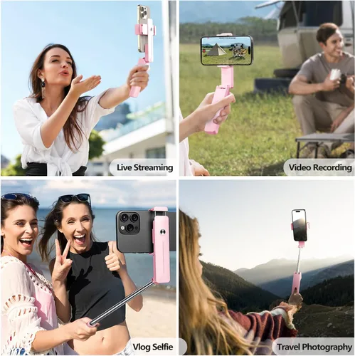 Miniatura 4 de yAyusi Palo selfie mini extensible para iPhone, palo selfie portátil de bolsillo con control remoto, palo selfie compacto para teléfono con soporte