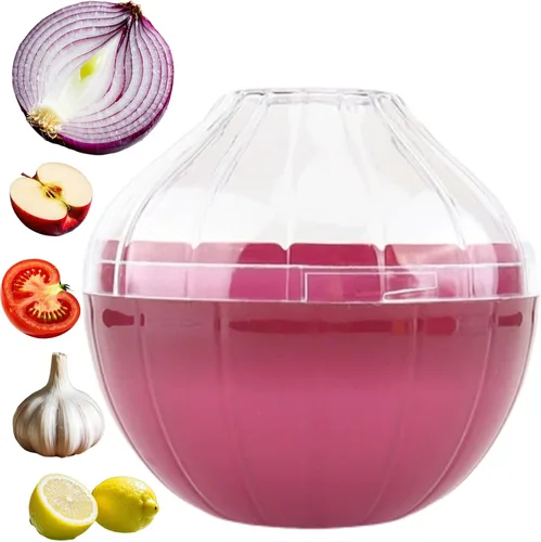 Contenedores de almacenamiento reutilizables para cebolla y tomate, conservadores de frescura con tapa transparente organizador para refrigerador,
