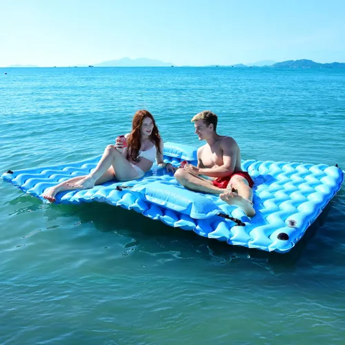 Alfombra flotante inflable gigante mejorada 2025 - Flotador de piscina para adultos con hamaca para piscina, piscina, playa, lago para fiesta