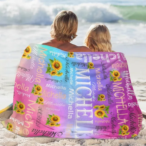Miniatura 5 de Manta personalizada con nombre, manta personalizada con texto de girasol, regalo personalizado para el día de San Valentín, día de la madre, Color 09