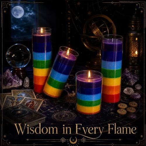 Miniatura 5 de 1 Piece Unscented 7 Color Glass Prayer Devotional Candle, Hand Poured Wax Candles - 2.24 Inch x 7 Inch, Great for Sanctuary, Vigils, Casting Chimes