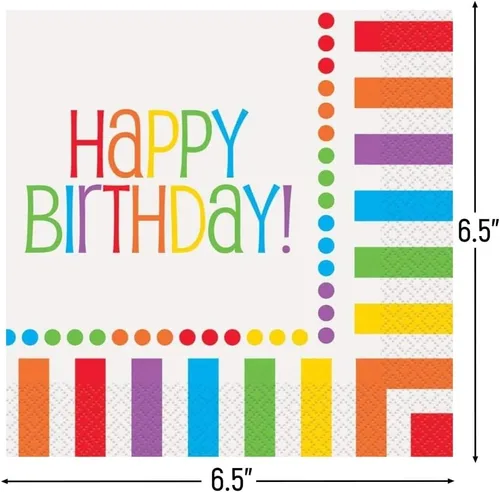 Miniatura 3 de Servilletas de almuerzo de cumpleaños arcoíris – 16 unidades, diseño elegante y vibrante, servilletas de papel premium para fiestas y eventos