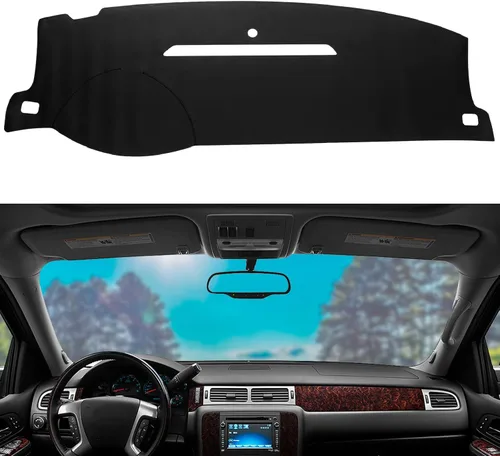 Funda de cuero para salpicadero, protección solar compatible con Chevy Tahoe Suburban Denali Avalanche GMC Yukon/XL, Chevy Silverado Sierra 07-14