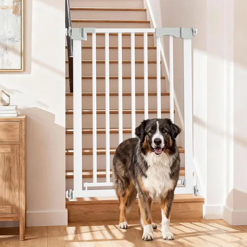 Puerta para bebé extra alta de 41 pulgadas para perros grandes y mascotas en interiores, sin saltos, 30-32.6 pulgadas de ancho, puerta resistente