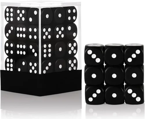 36 de paquete de dados de 12 mm de 6 caras MINI, juego de dados negros sólidos, dados de 6 caras de colores estándar para Tenzi, Bunco o enseñanza