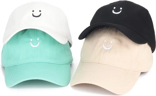 Miniatura 18 de Umeepar Gorra de béisbol con cara sonriente para mujeres y hombres, ajustable, de perfil bajo, de algodón, sin estructura, para papá