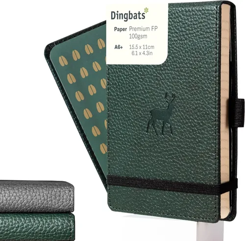 Dingbats* - Cuaderno Wildlife Squared Reporter A6 - Diario de bolsillo con tapa dura de cuero sintético PU para trabajo, viaje - Bolsillo, cierre