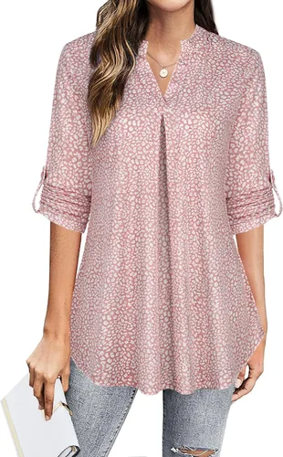 Miniatura 2 de BEPEI Blusas de manga 34 para mujer, cuello en V, camisas de trabajo de negocios