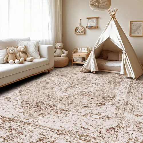 Miniatura 3 de Lofus Alfombras de área de 5 x 7 pies para sala de estar, alfombras lavables para dormitorio, cocina, alfombra bohemia vintage, suave, Vintage Beige