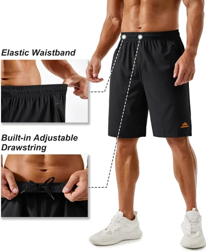 Miniatura 99 de TACVASEN Pantalones cortos deportivos para correr para hombre, 9 pulgadas, de secado rápido, pantalones cortos ligeros de verano, 3 bolsillos