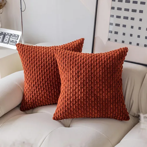 Miniatura 42 de Kevin Textile - Juego de 2 fundas de almohada decorativas de pana de 22 x 22 pulgadas, suaves, estilo bohemio, a rayas, decoración moderna del hogar