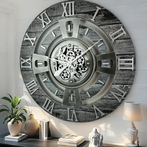Miniatura 19 de ImprovingLife The Gears Reloj de pared con engranajes móviles reales línea Inglaterra (Verde Aguamarina, 24 pulgadas (60 cm))