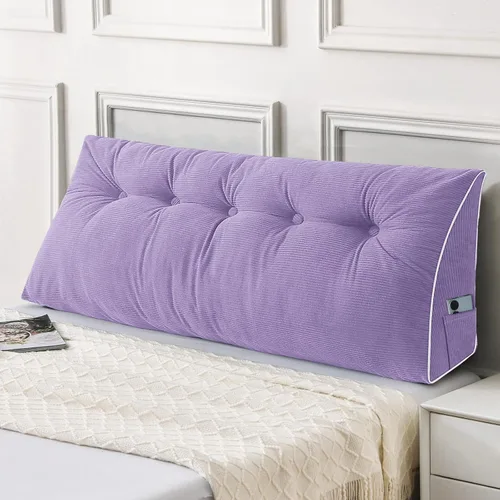 Miniatura 26 de Sasttie - Almohada de cabecero completa, almohada de cuña para cabecero para sentarse en la cama, cojín triangular de apoyo para la espalda