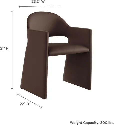 Miniatura 3 de Modway Talia Performance - Sillón de comedor de terciopelo en color marrón chocolate