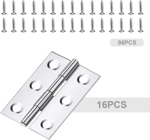 Miniatura 5 de Boao 16 bisagras de puerta pequeñas de acero inoxidable plegables a tope para muebles del hogar, herrajes para puerta de gabinete de piano con 96