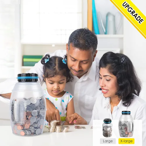 Miniatura 2 de Alcancía extra grande para niños y adultos, banco digital Vcertcpl con contador de monedas LCD, capacidad de 2.8 L, tarro de dinero para adultos