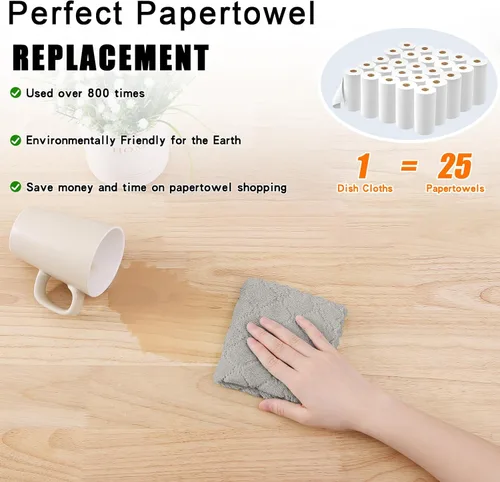Miniatura 8 de Homaxy Paquete de 12 paños de cocina (10 x 10 pulgadas, gris), paños de cocina de terciopelo coral súper suaves y absorbentes, paños de limpieza