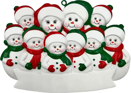 Miniatura 2 de Adorno familiar de Navidad personalizado de 10, Adorno familiar de muñeco de nieve personalizado de 10