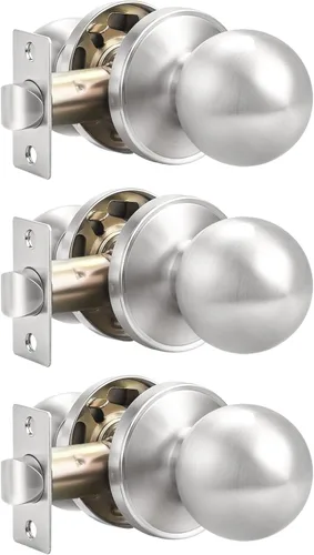 Miniatura 35 de Probrico Paquete de 4 pomos redondos para puerta de pasillo/armario, función de paso para pasillo/armario, manija