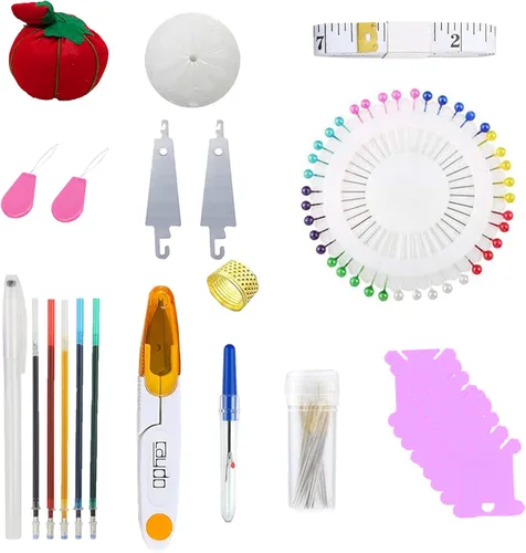 Miniatura 4 de ONESHAW Kit de bordado con patrón para principiantes, paquete de 10 piezas de punto de cruz, aros de bordado, tijeras, agujas e hilos de color, kit