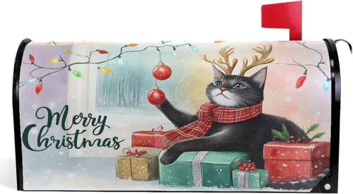Miniatura 10 de Funda Magnética para Buzón Feliz Navidad Camión Árbol Tamaño Grande Muñeco de Nieve de Invierno Cuadros Buffalo Fundas para Buzón Tamaño Estándar